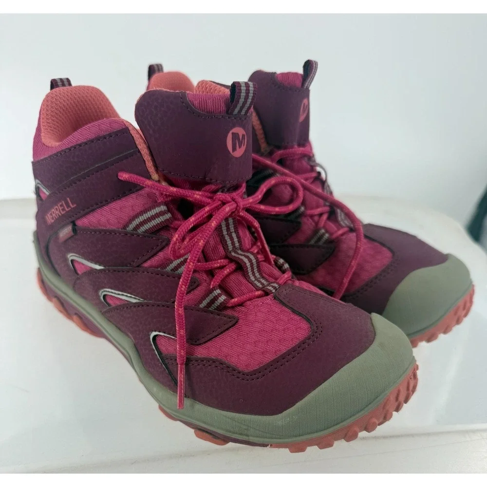 Merrell Chameleon Waterproof Hiking Boots Sneaker Girls 3.5 Pink Granola Outdoor